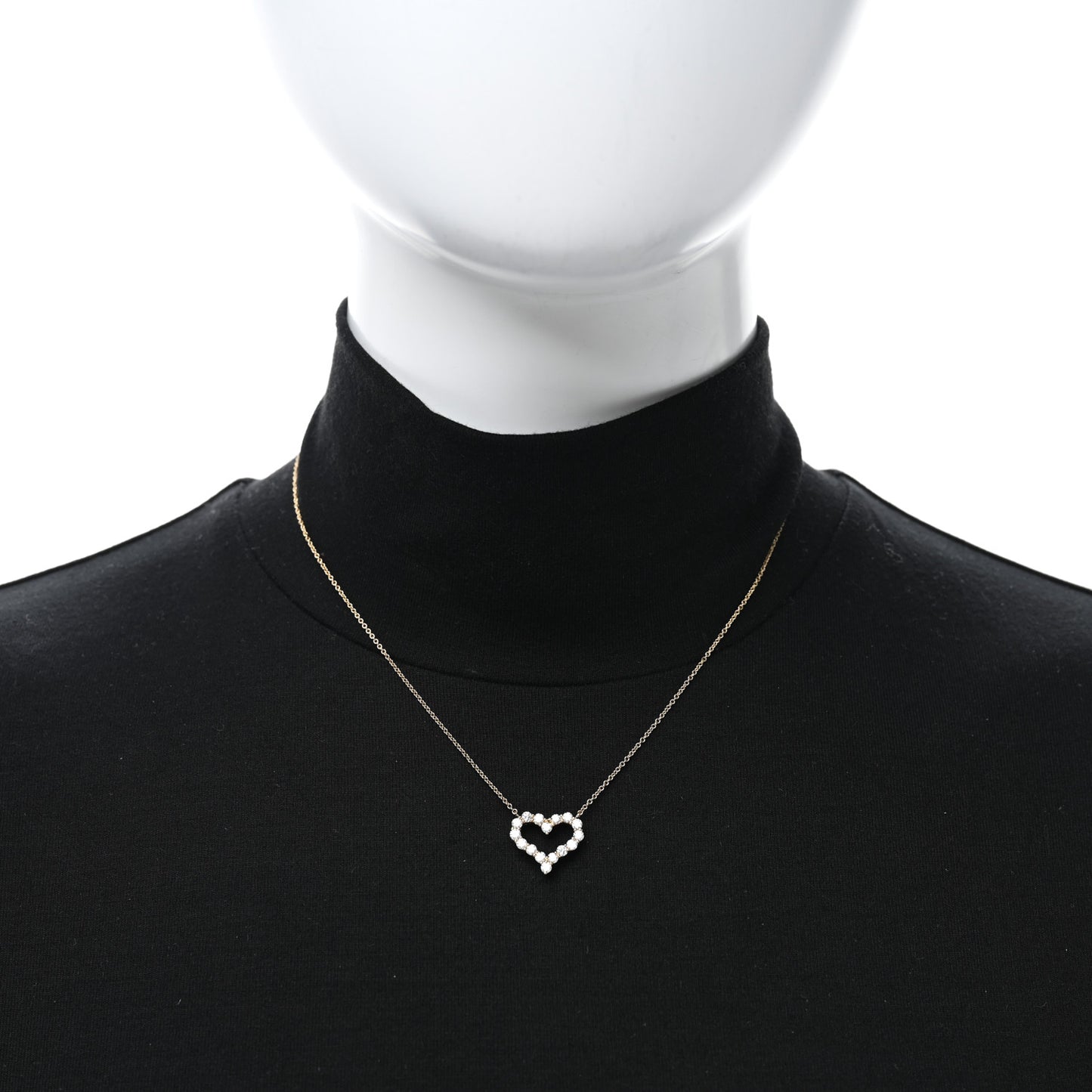 18K Yellow Gold Diamond Small  Heart Pendant Necklace