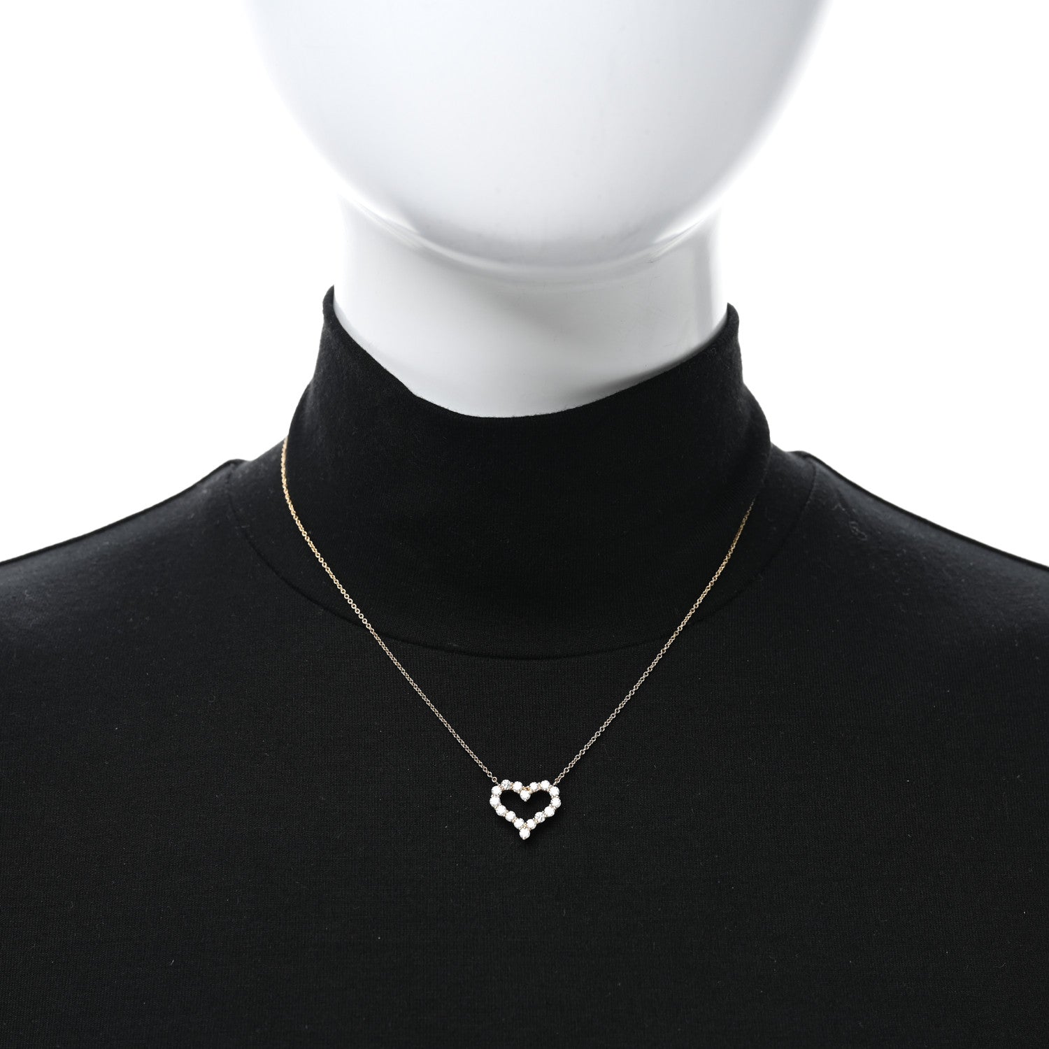 Tiffany 18K Yellow Gold Diamond Small  Heart Pendant Necklace 2 of 4