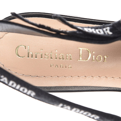 Christian Dior Calfskin Ribbon Checker Print J'Adior Slingback Ballet Flats 38 Black White 7 of 9