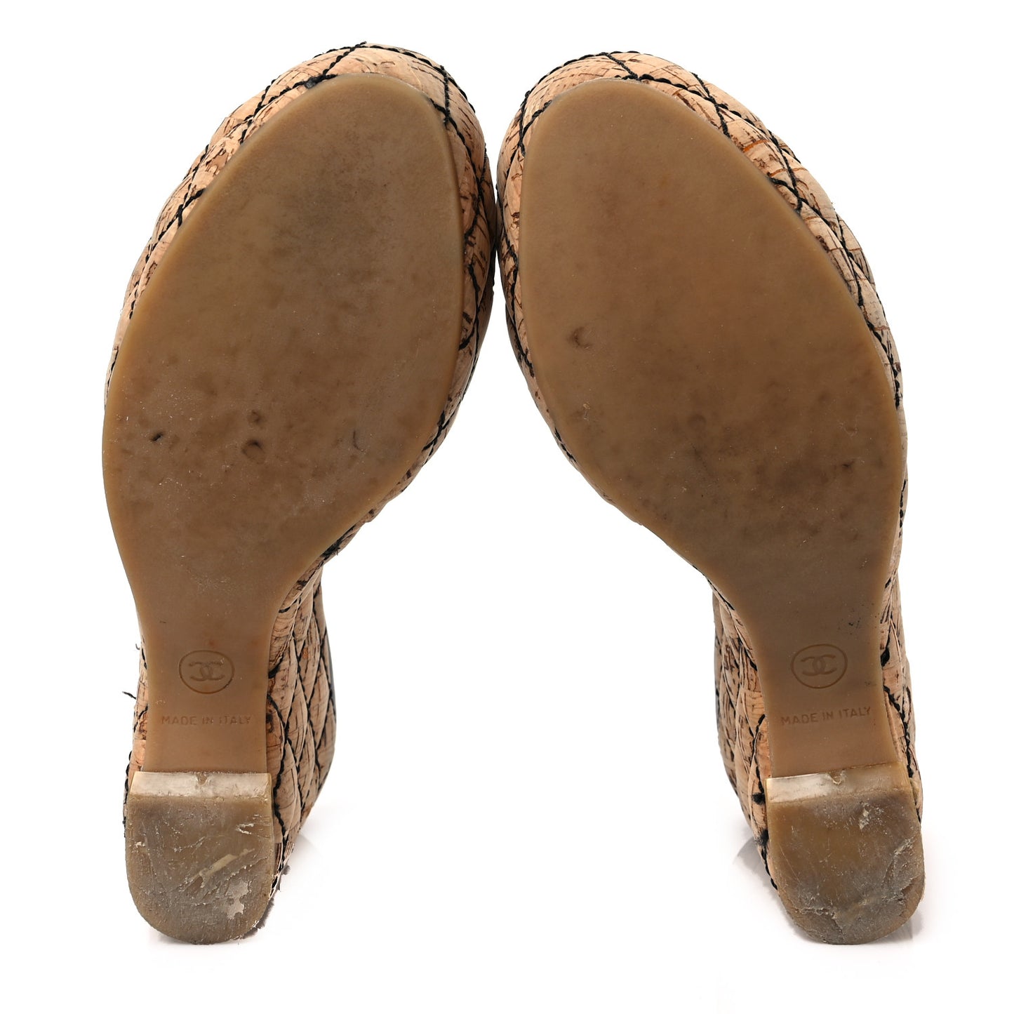 Patent Cork Quilted CC Wedge Mule Sandals 37 Black