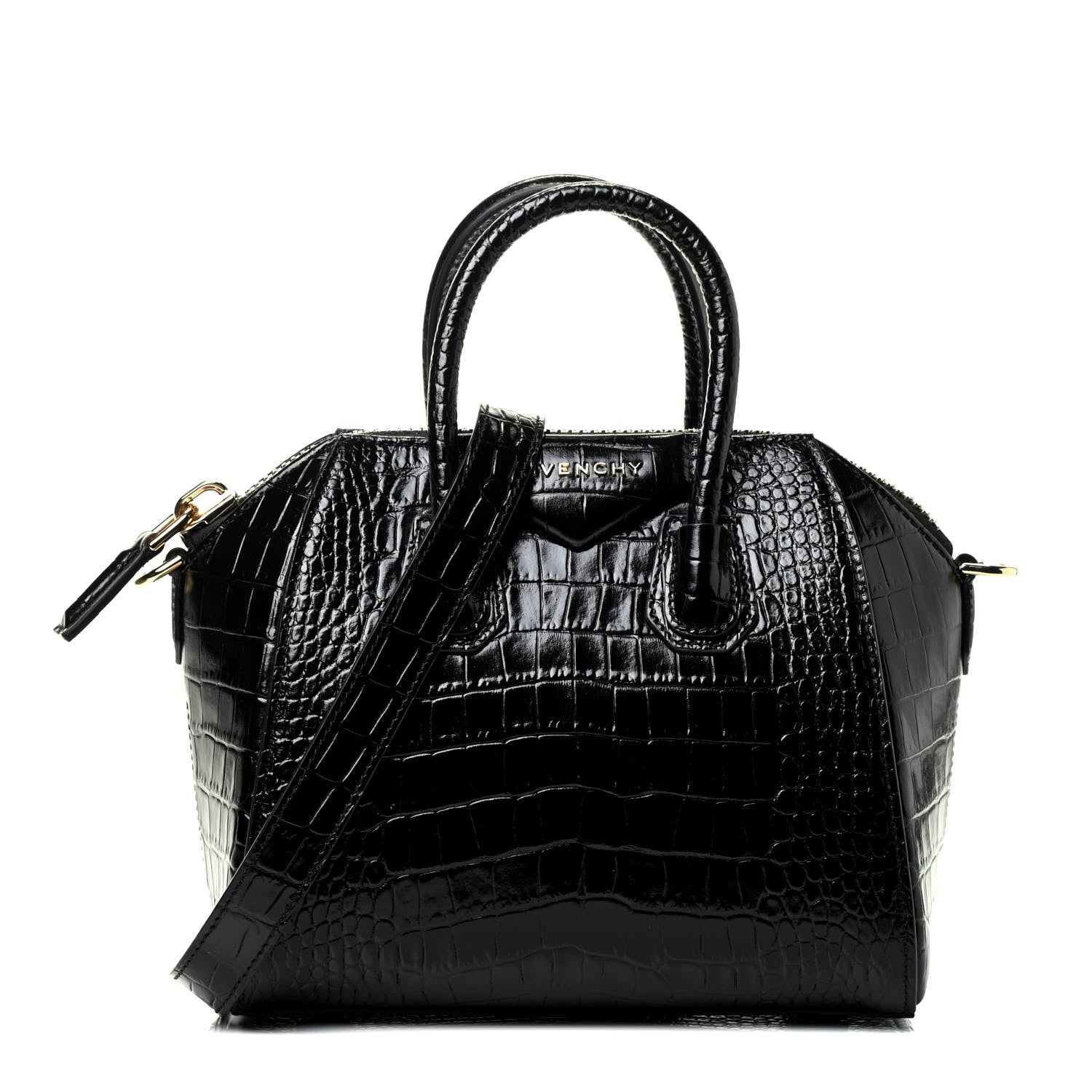 Givenchy Calfskin Crocodile Embossed Mini Antigona Black 1 of 4