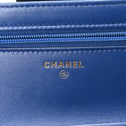 Chanel Lambskin Quilted Elegant CC Wallet On Chain WOC Blue Black 6 of 11