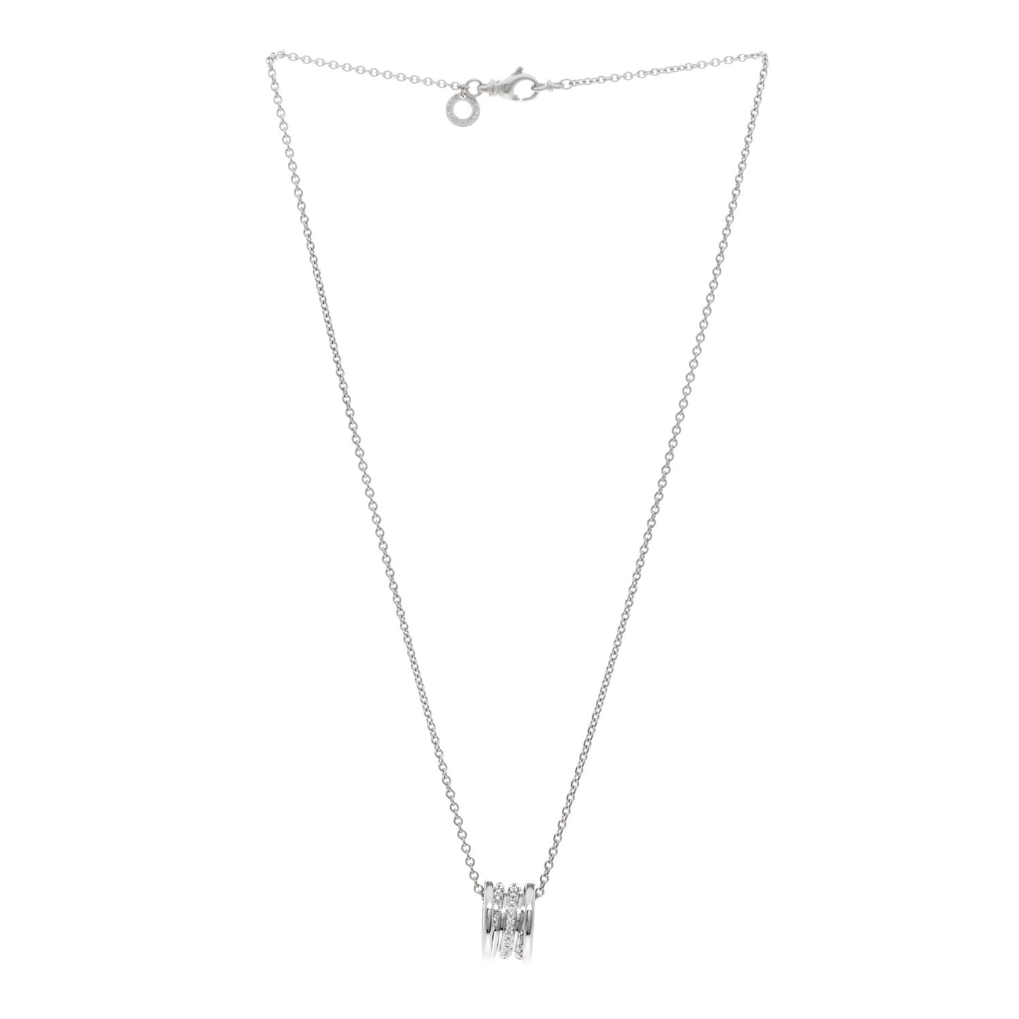 18K White Gold Diamond B.Zero1 Pave Pendant Necklace