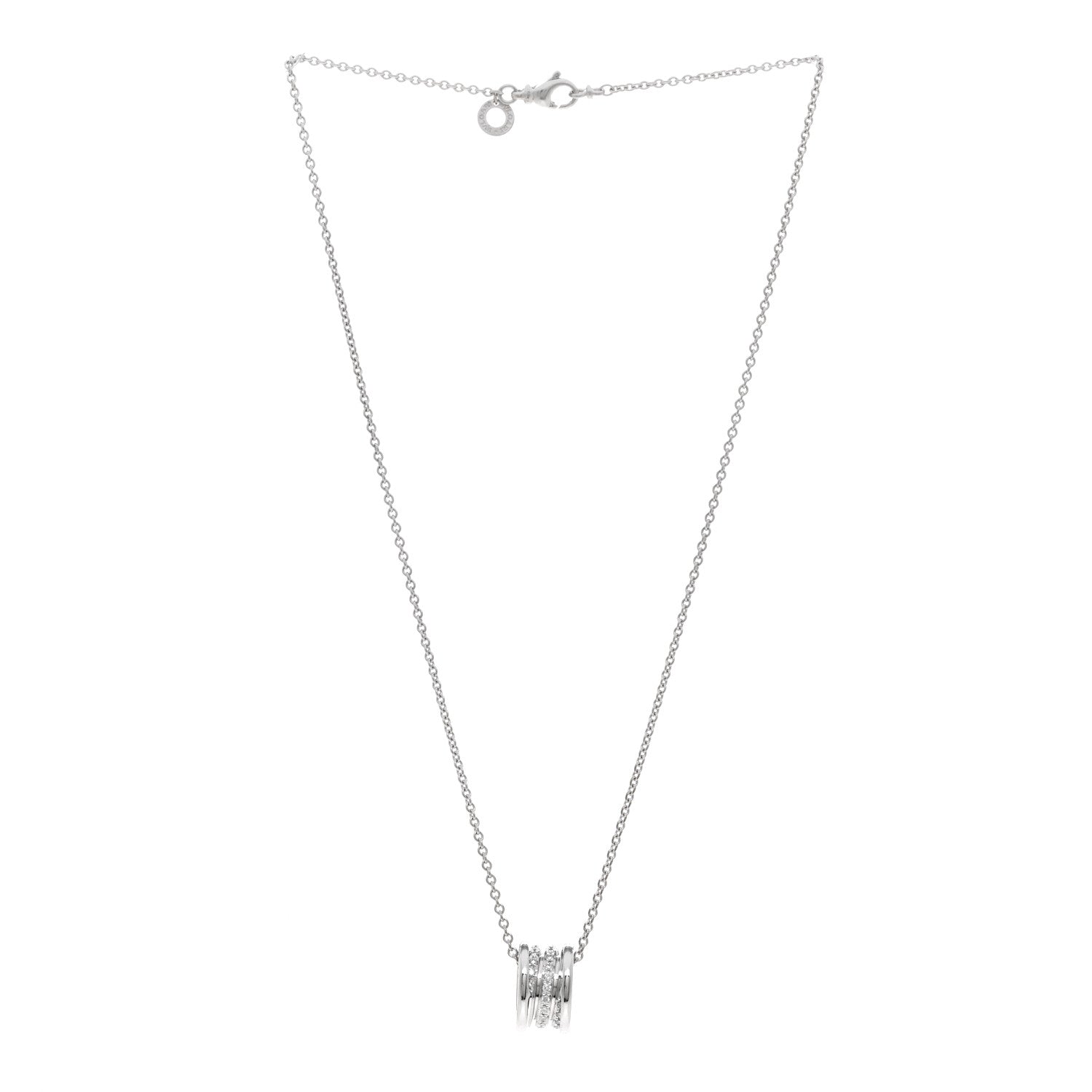 Bulgari 18K White Gold Diamond B.Zero1 Pave Pendant Necklace 4 of 5