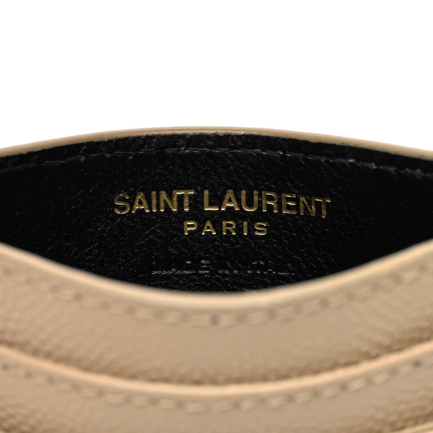 Saint Laurent Grain De Poudre Matelasse Chevron Monogram Credit Card Case Dark Beige 6 of 8