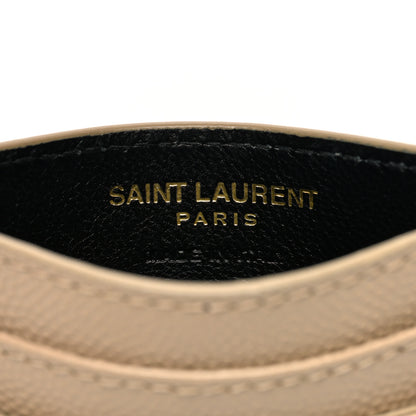 Saint Laurent Grain De Poudre Matelasse Chevron Monogram Credit Card Case Dark Beige 6 of 8