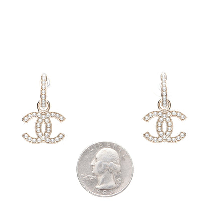Chanel Pearl CC Hoop Drop Earring Gold 2 of 9