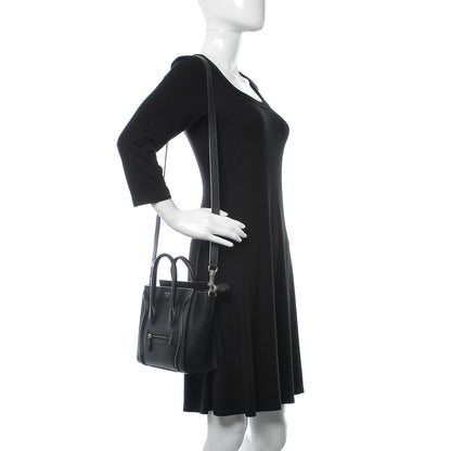 Celine Drummed Calfskin Nano Luggage Black 2 of 7