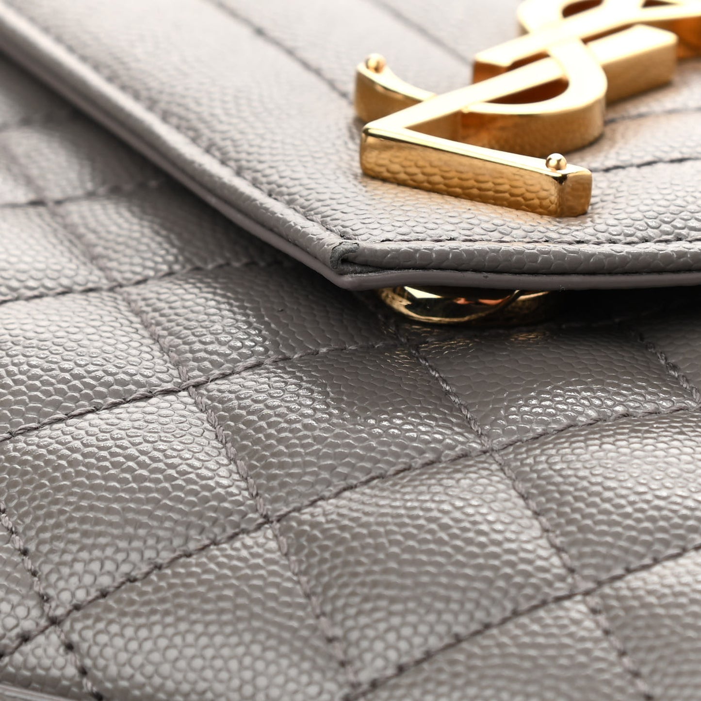 Grain De Poudre Textured Mixed Matelasse Medium Triquilt Monogram Satchel Fog