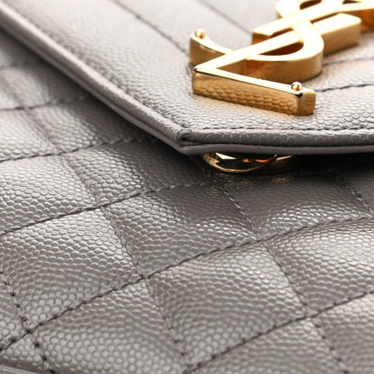 Saint Laurent Grain De Poudre Textured Mixed Matelasse Medium Triquilt Monogram Satchel Fog 10 of 10