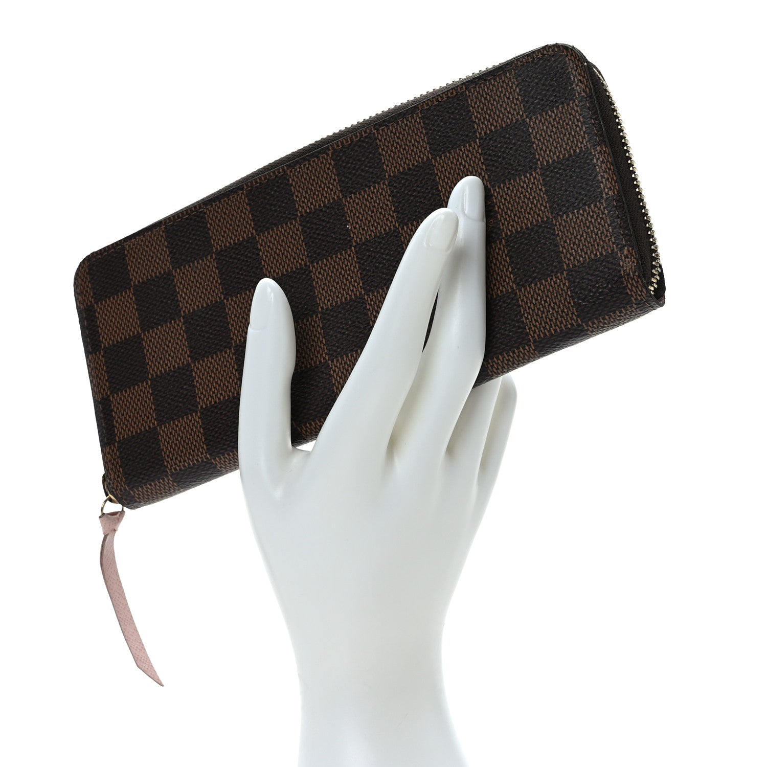 Louis Vuitton Damier Ebene Clemence Wallet Rose Ballerine 2 of 8