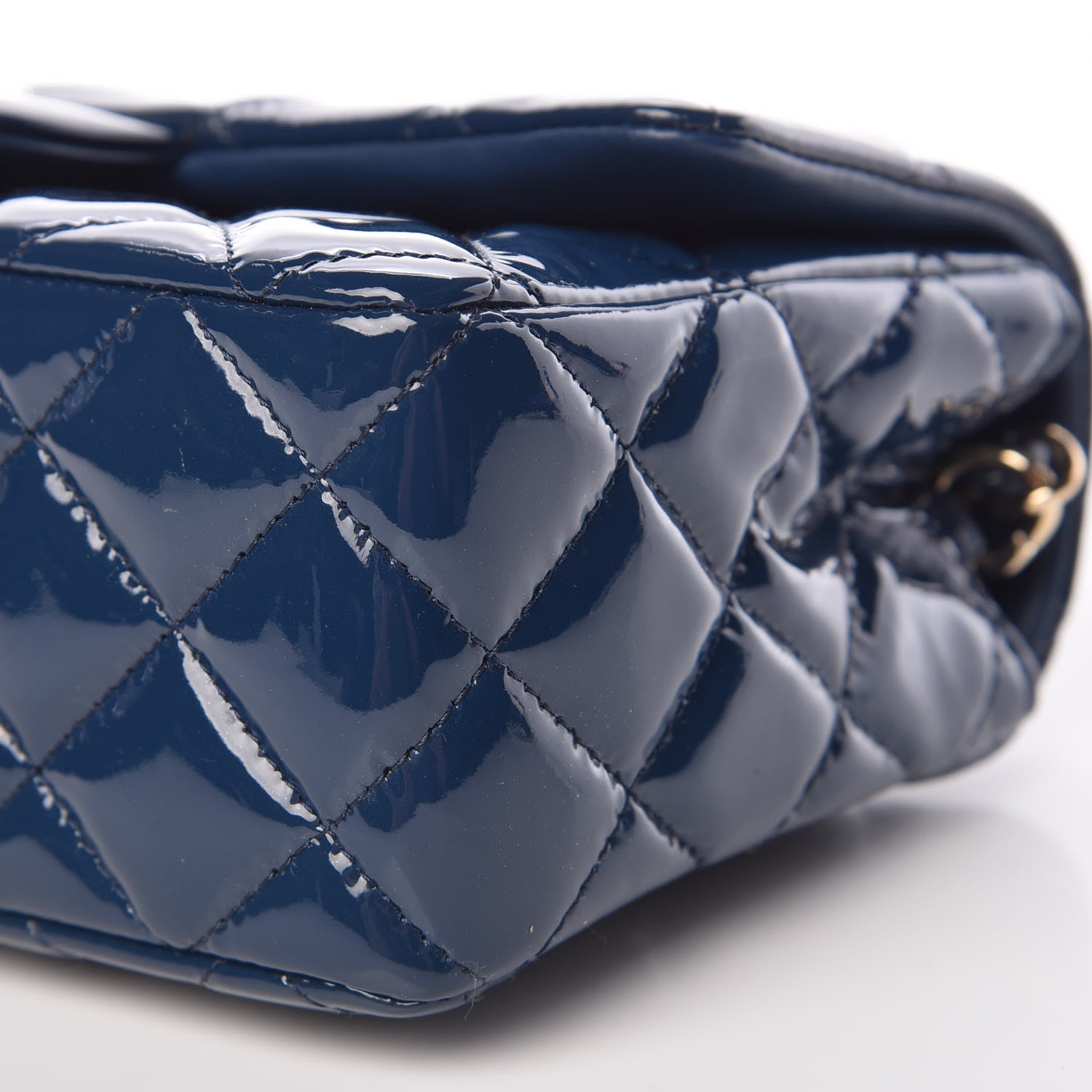 Chanel Patent Calfskin Quilted Mini Rectangular Flap Navy Blue 9 of 9