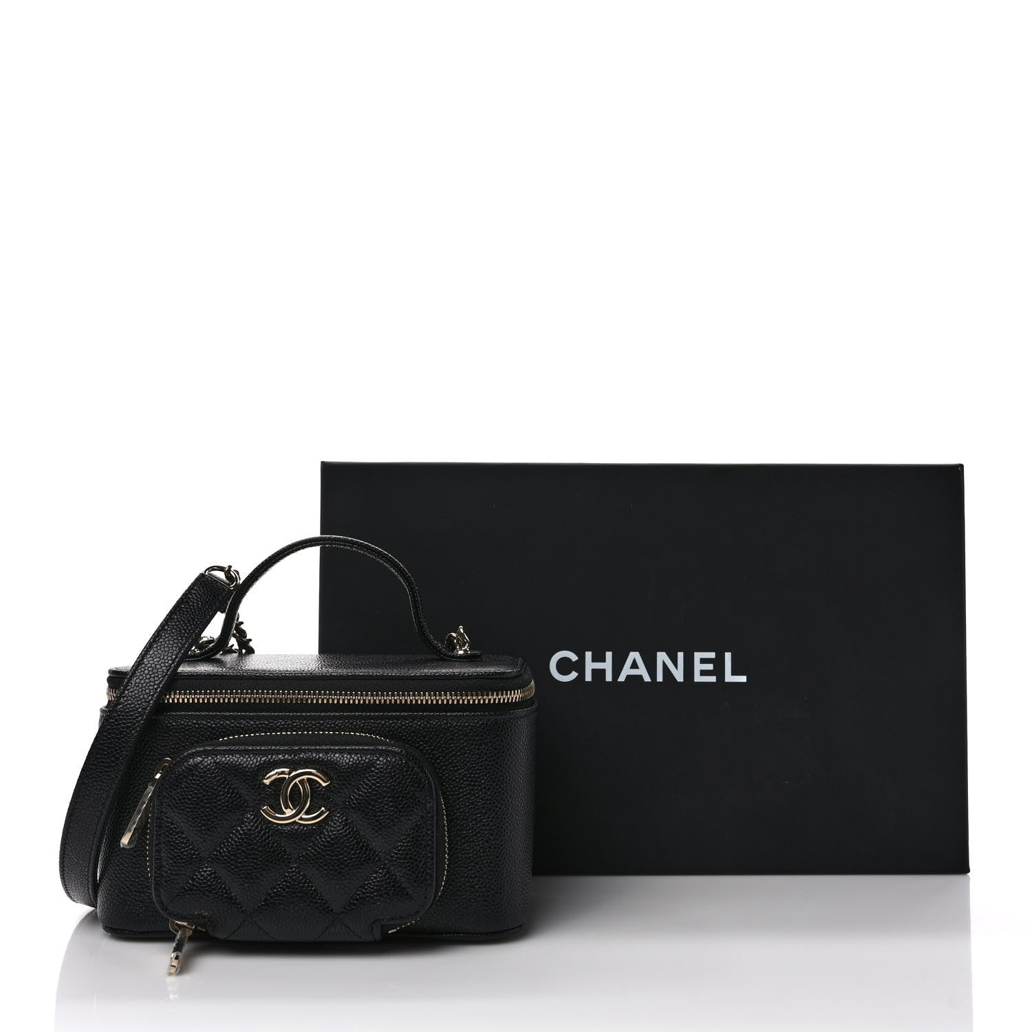 Chanel Caviar Quilted Top Handle Pocket Vanity Case Black 10 of 10