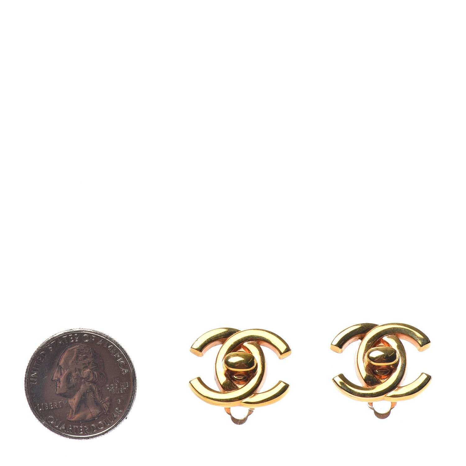 Chanel Metal CC Turnlock Clip On Earrings Gold 2 of 4
