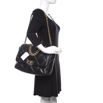 Chanel Goatskin Quilted Maxi 19 Flap Black 2 of 10
