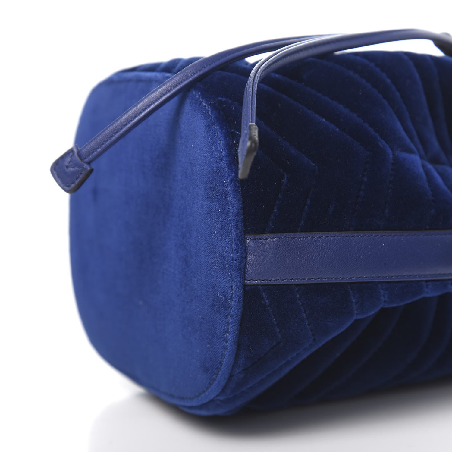 Gucci Velvet Matelasse GG Marmont Bucket Bag Cobalt Blue 10 of 11