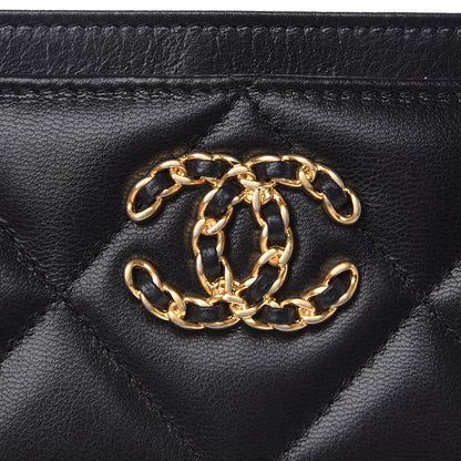 Chanel Shiny Goatskin Quilted Chanel 19 Card Holder Black 8 of 9