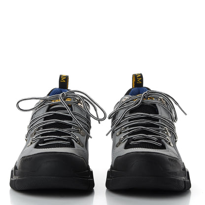 Gucci X SEGA Mesh Technical Canvas Calfskin Reflective Mens Flashtrek Sneakers 8 Silver Black 2 of 9