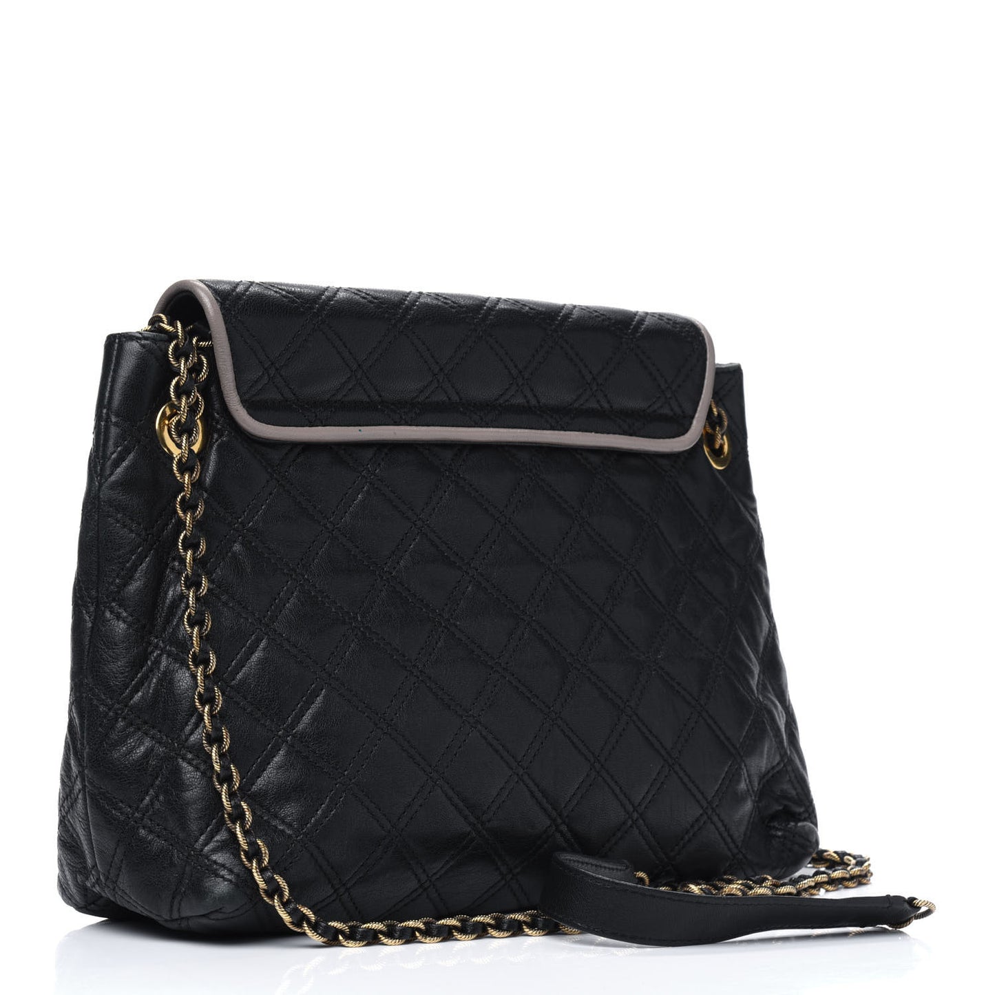 Lambskin Quilted Large Baroque Single Flap Bag Black