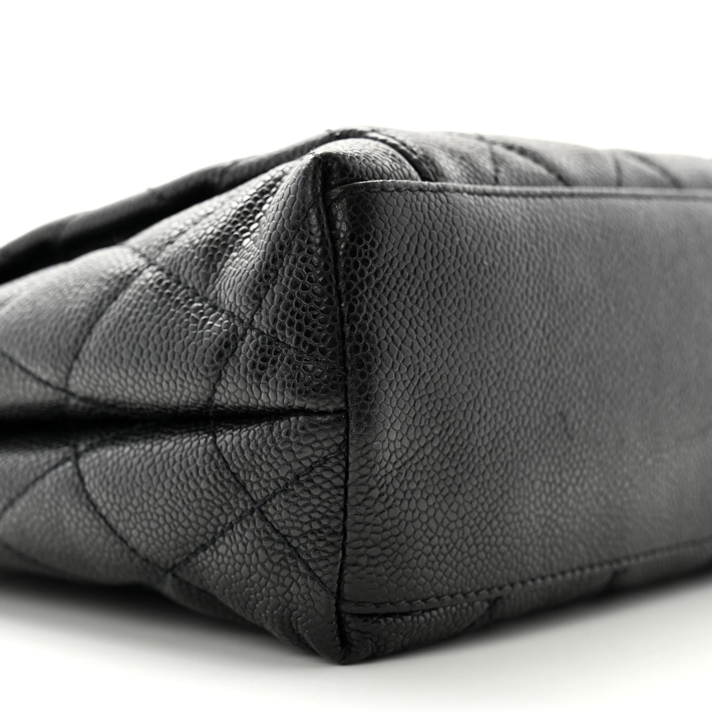 Caviar Quilted Flap Shoulder Bag Black