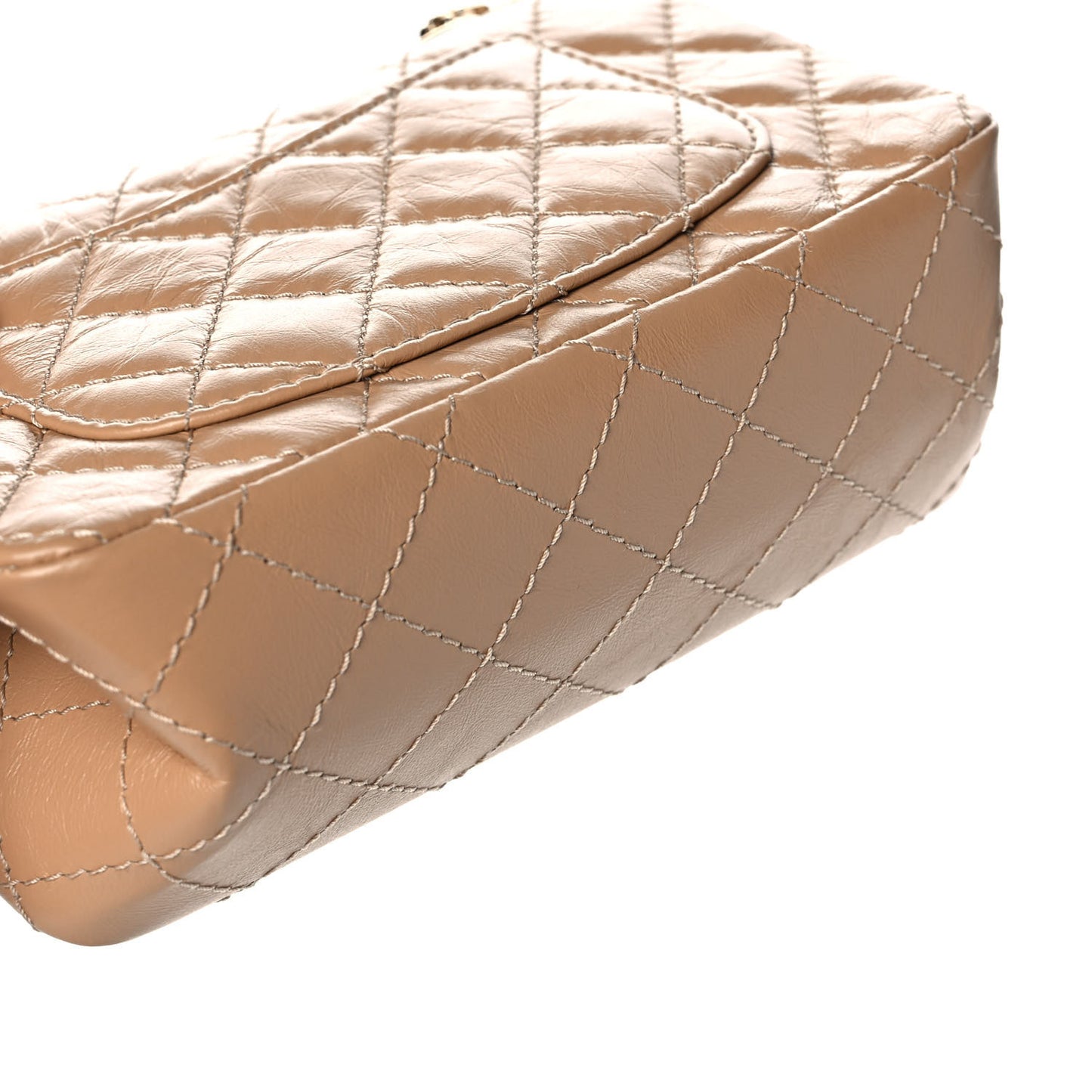 Aged Calfskin Quilted 2.55 Reissue Mini Flap Beige