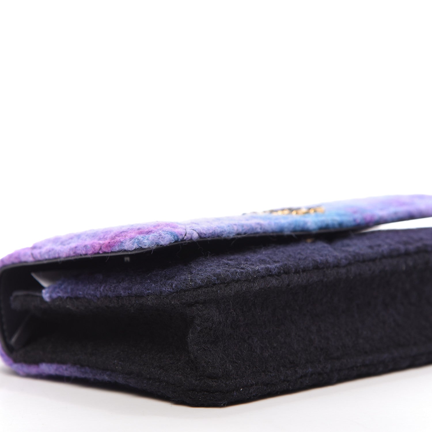 Chanel Wool Tweed Lambskin Quilted 19 Wallet On Chain WOC and Coin Purse Purple Blue 6 of 10