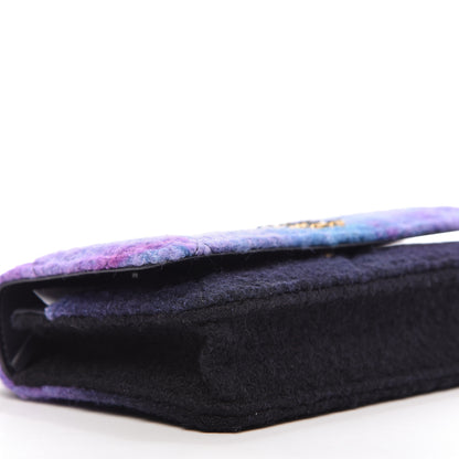 Chanel Wool Tweed Lambskin Quilted 19 Wallet On Chain WOC and Coin Purse Purple Blue 6 of 10