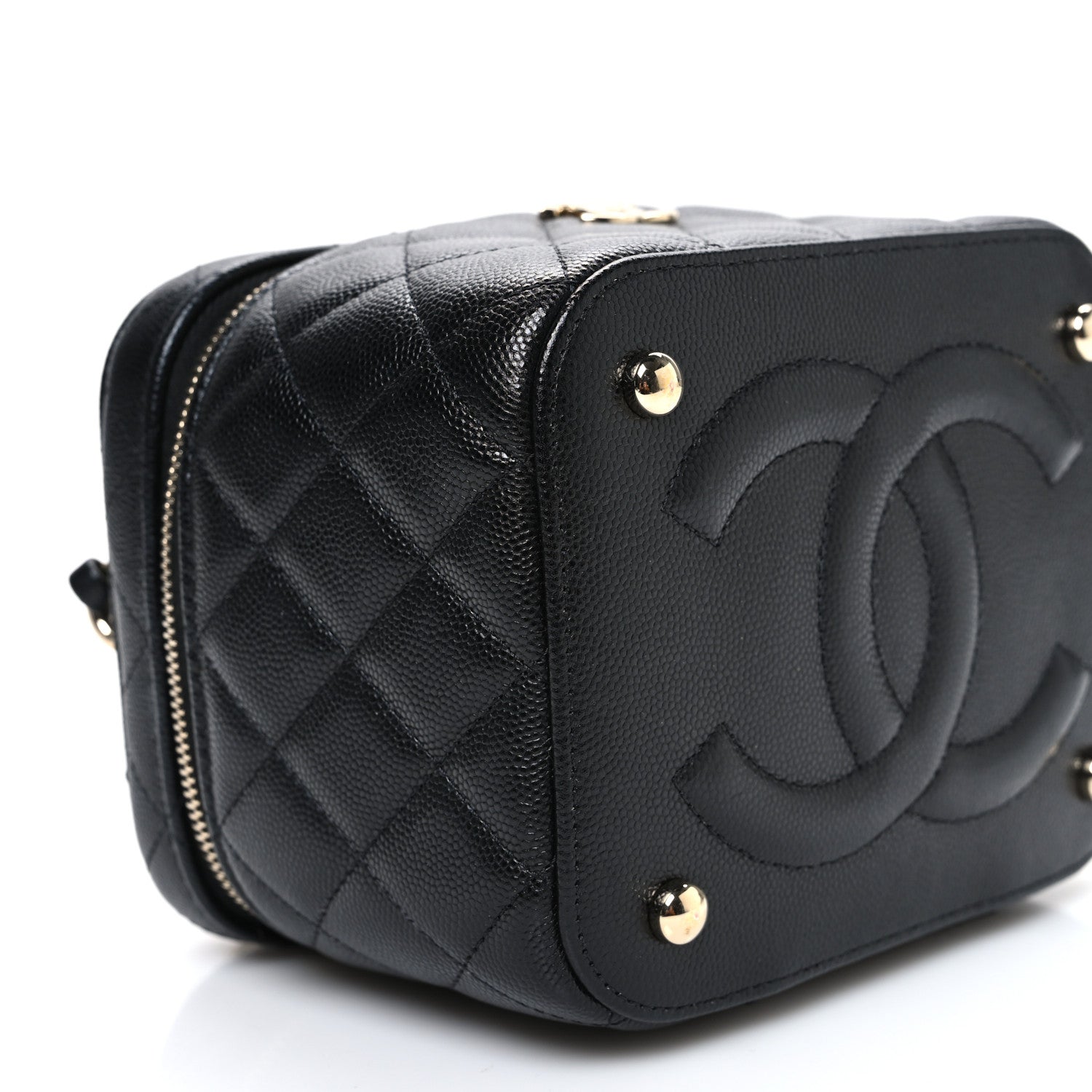 Chanel Caviar Quilted Small CC Vanity Case Black Black 9 of 10