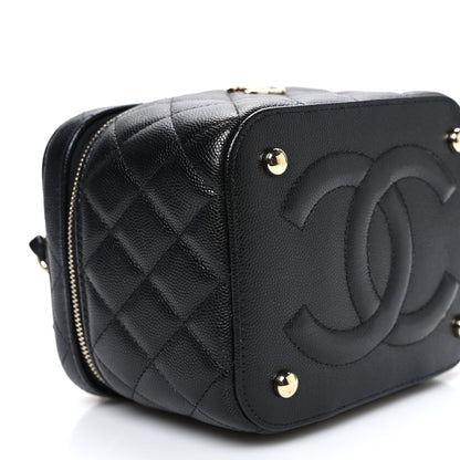 Chanel Caviar Quilted Small CC Vanity Case Black Black 9 of 10