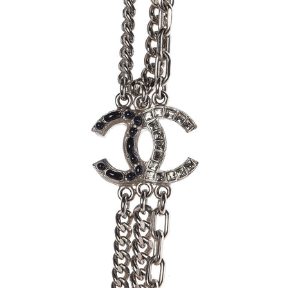 Chanel Crystal CC Multi Strand Long Chain Necklace Silver 4 of 7