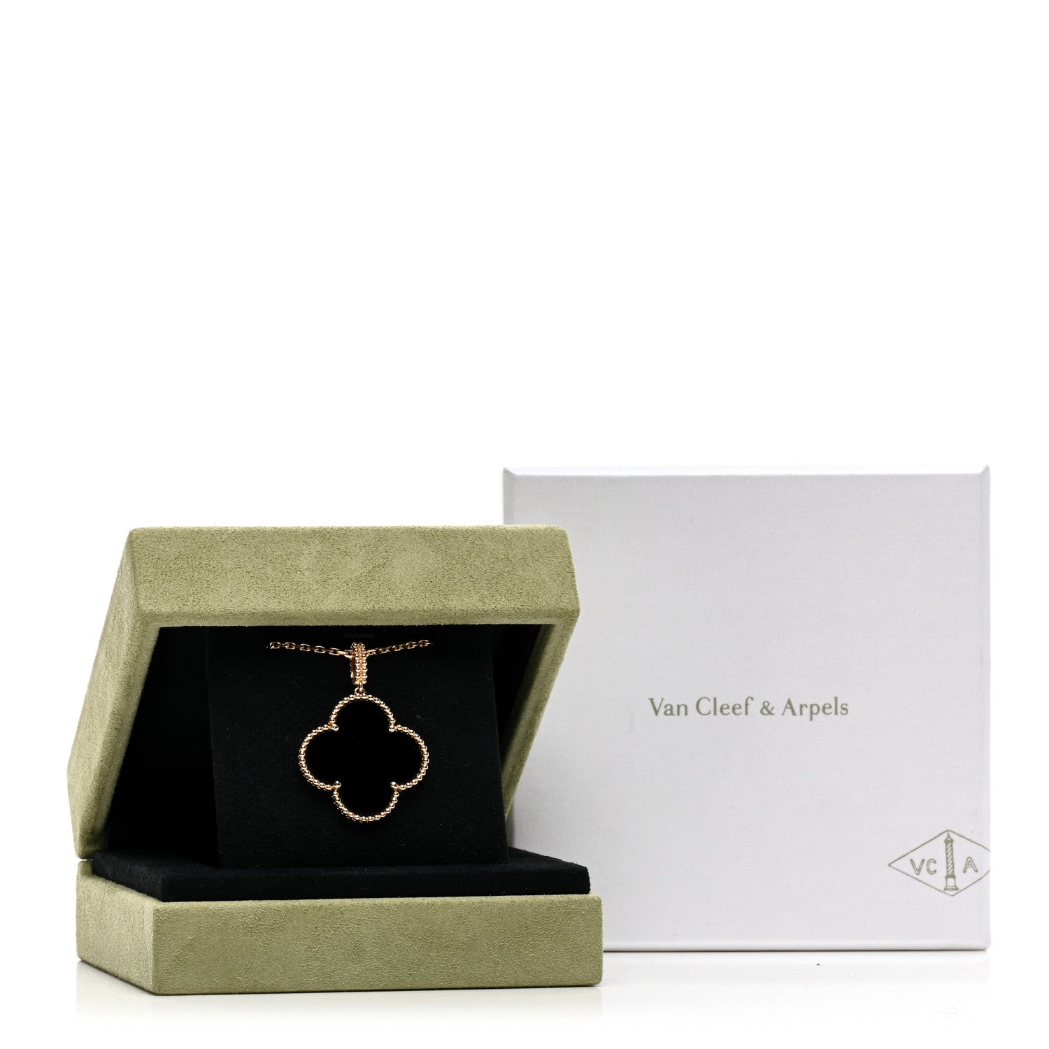 Van Cleef & Arpels 18K Yellow Gold Black Onyx Magic Alhambra Pendant Necklace 6 of 6