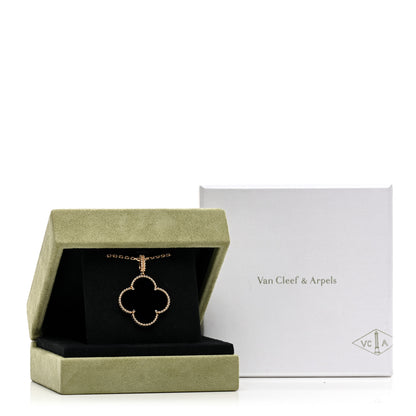 Van Cleef & Arpels 18K Yellow Gold Black Onyx Magic Alhambra Pendant Necklace 6 of 6