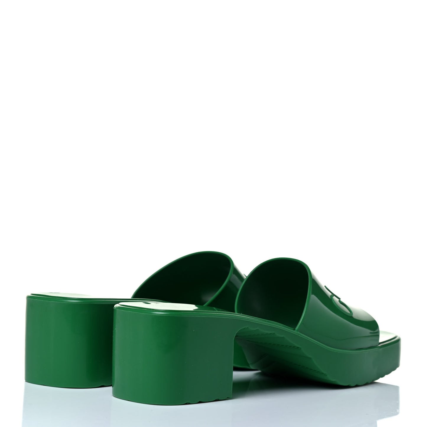Rubber Gucci Logo Womens Platform 20/60mm Slide Sandals 37 New Shamarock
