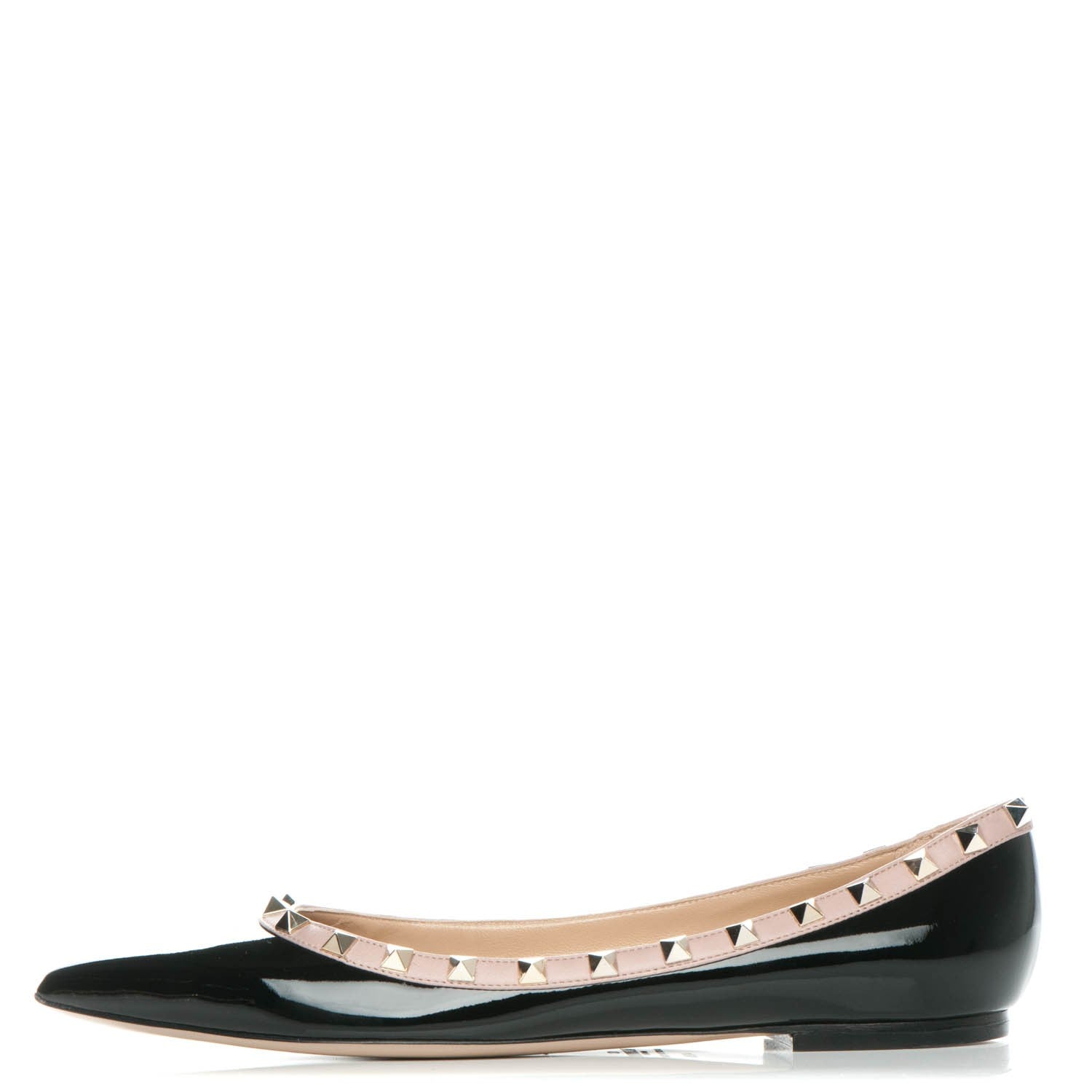 Valentino Garavani Patent Rockstud Ballerina Flats 40.5 Black Poudre 1 of 7