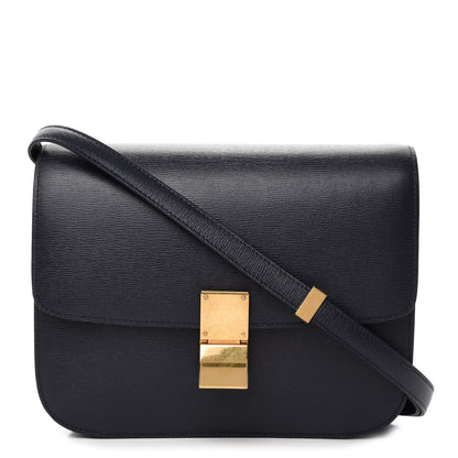 Celine Liege Calfskin Medium Classic Box Flap Bag Dark Blue 1 of 11