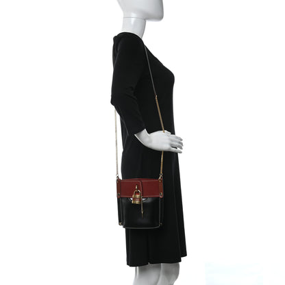 Chloe Calfskin Goatskin Mini Aby Bi-Color Bucket Black Red 3 of 9
