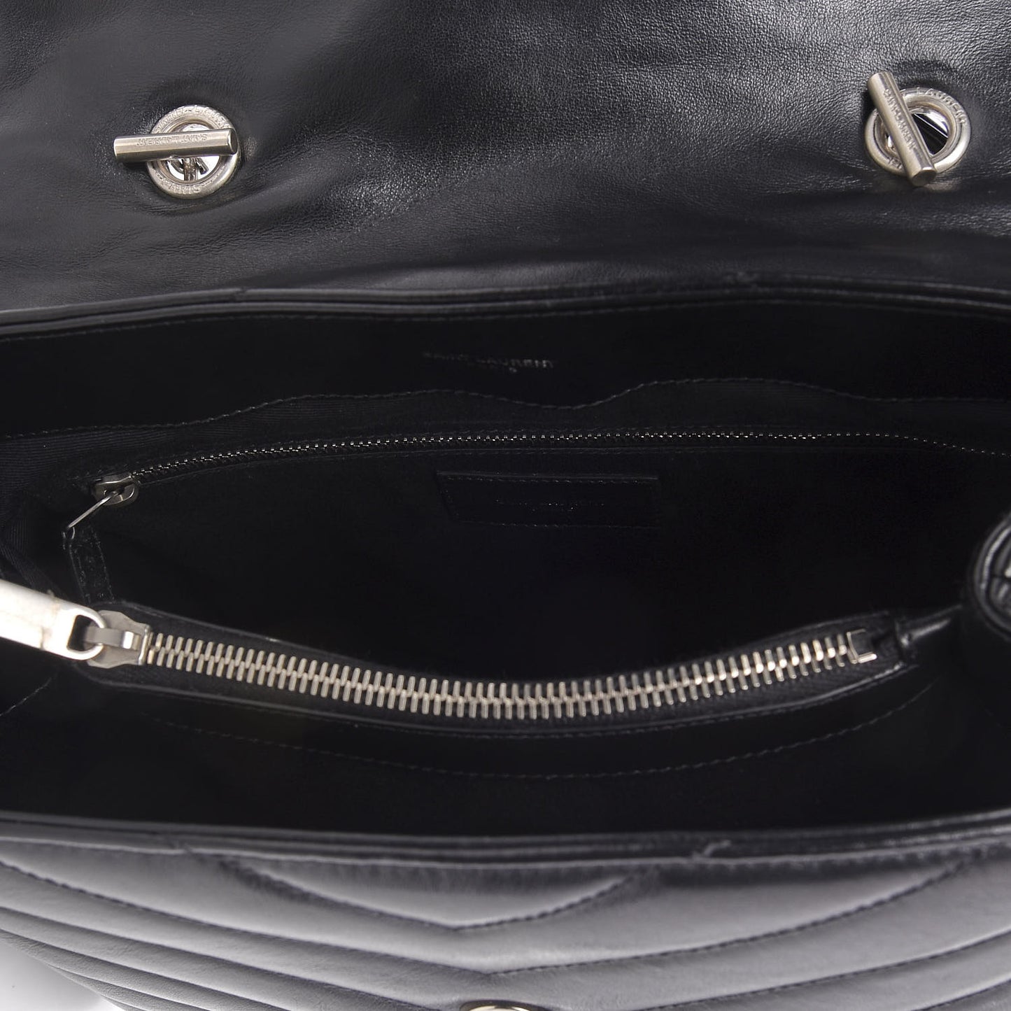 Calfskin Y Quilted Monogram Medium Loulou Chain Satchel Black