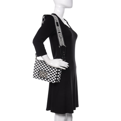 Christian Dior Smooth Calfskin Checkered Dio(r)evolution Flap Bag Black White 2 of 11