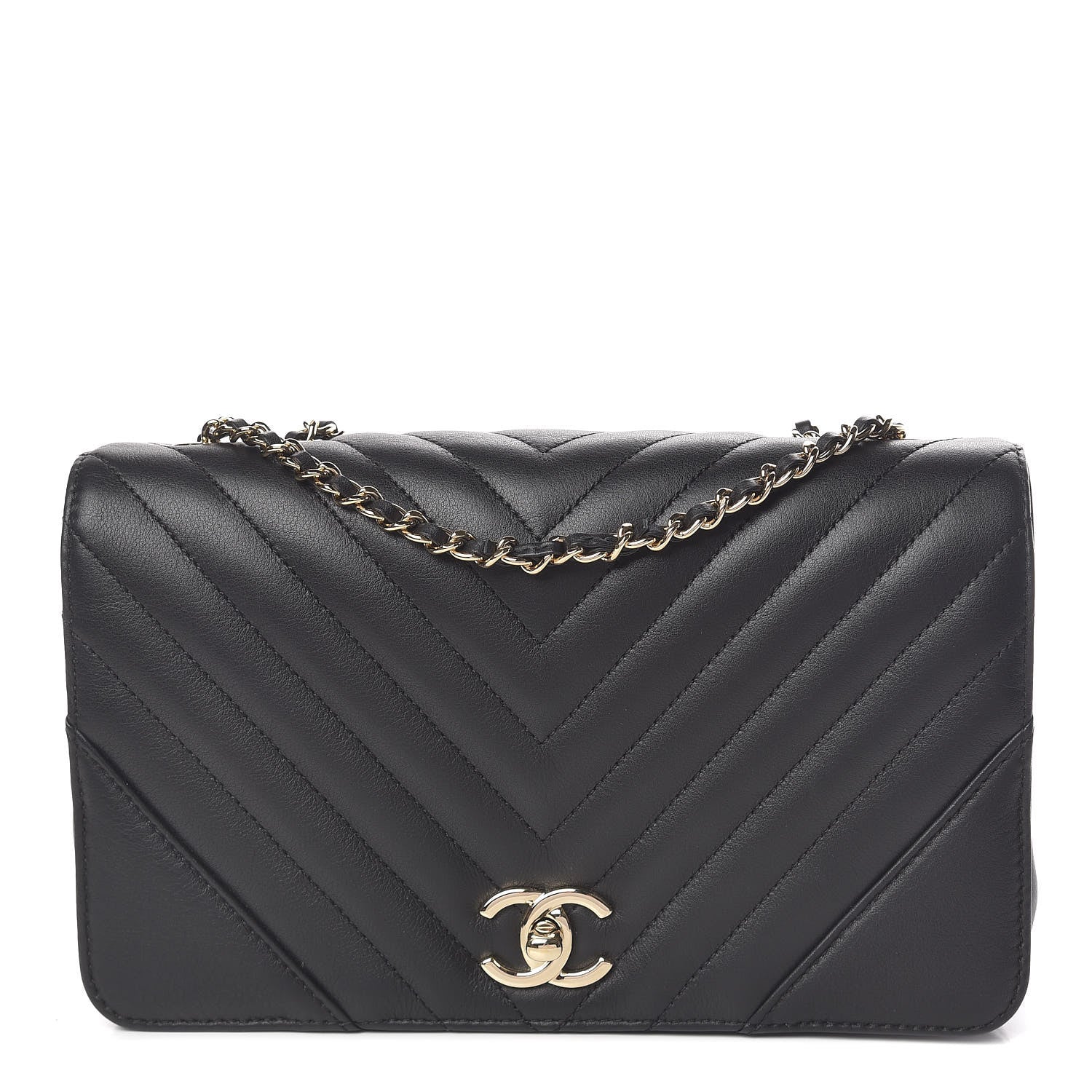 Chanel Calfskin Chevron Quilted Statement Flap Black 1 of 11