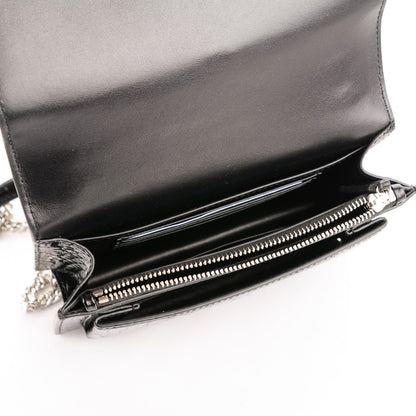 Saint Laurent Calfskin Crocodile Embossed Monogram Sunset Chain Wallet Black 5 of 6