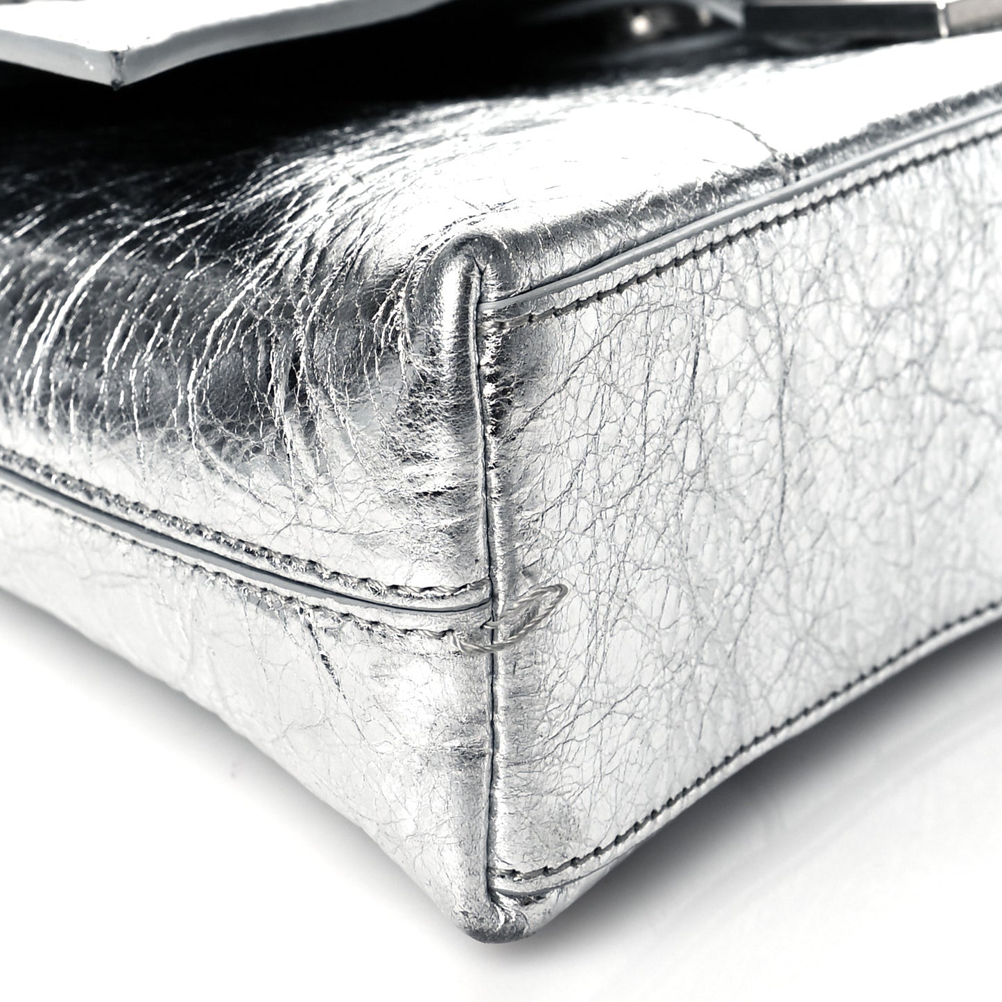 Metallic Calfskin Downtown Chain Shoulder Bag XS Silver