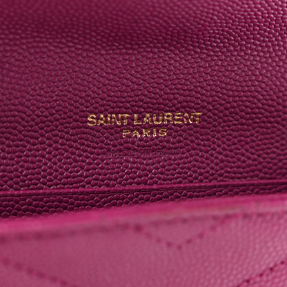 Saint Laurent Grain De Poudre Matelasse Chevron Small Monogram Envelope Wallet Dark Grape 6 of 6