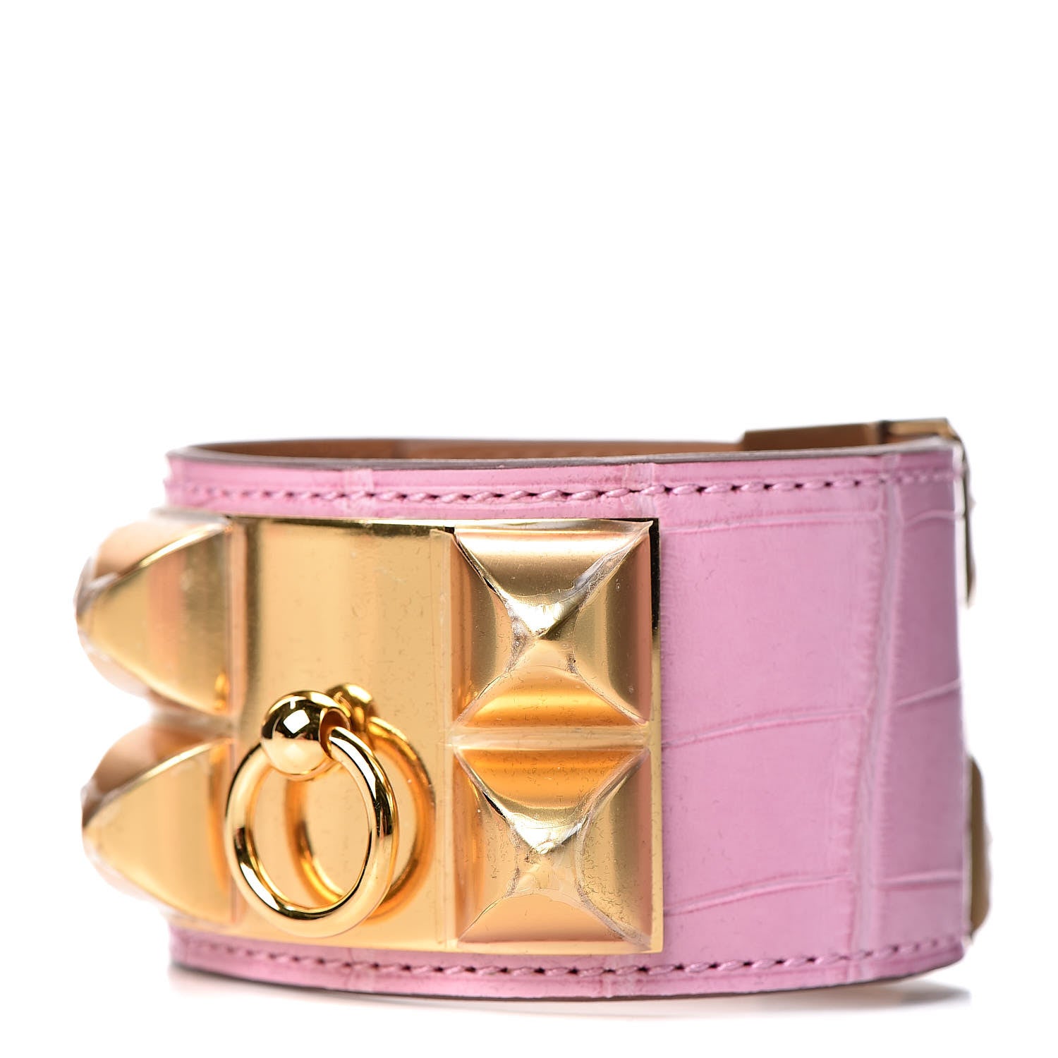 Hermes Matte Alligator Collier De Chien CDC Bracelet T2 Pink 1 of 6