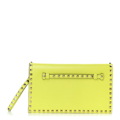 Valentino Garavani Nappa Rockstud Wristlet Clutch Yellow Fluo 1 of 8