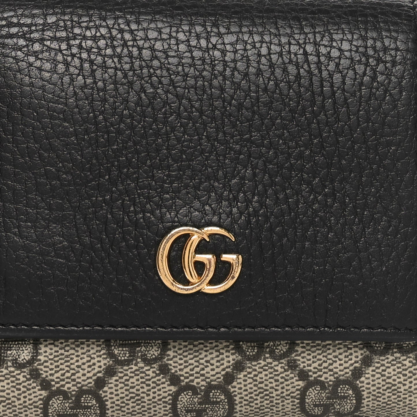 Dollar Calfskin GG Supreme Monogram Medium GG Marmont Wallet Black Beige Ebony