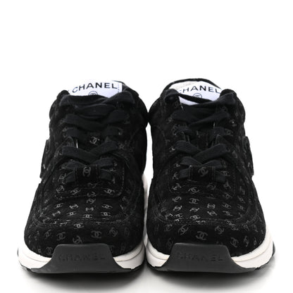 Chanel Suede Calfskin Printed CC Sneakers 36 Black 2 of 9