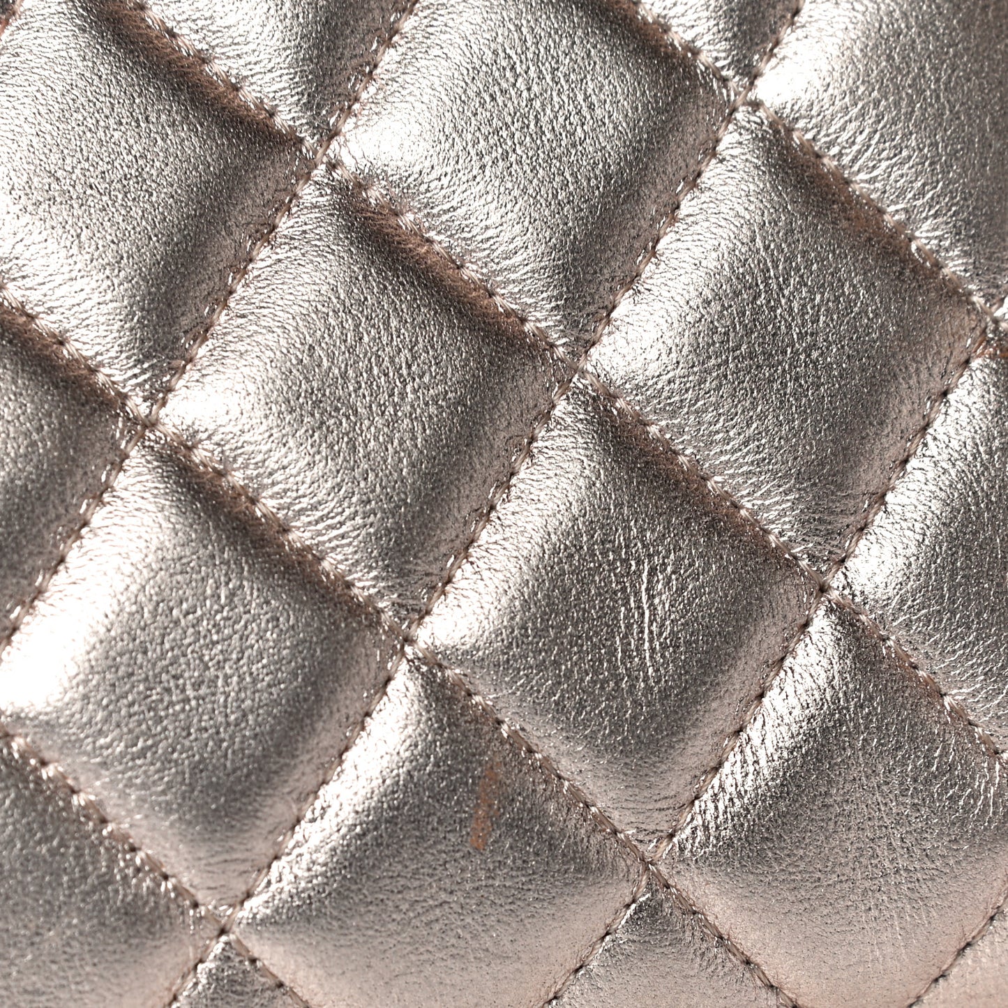 Metallic Lambskin Quilted Cosmetic Pouch Light Gold
