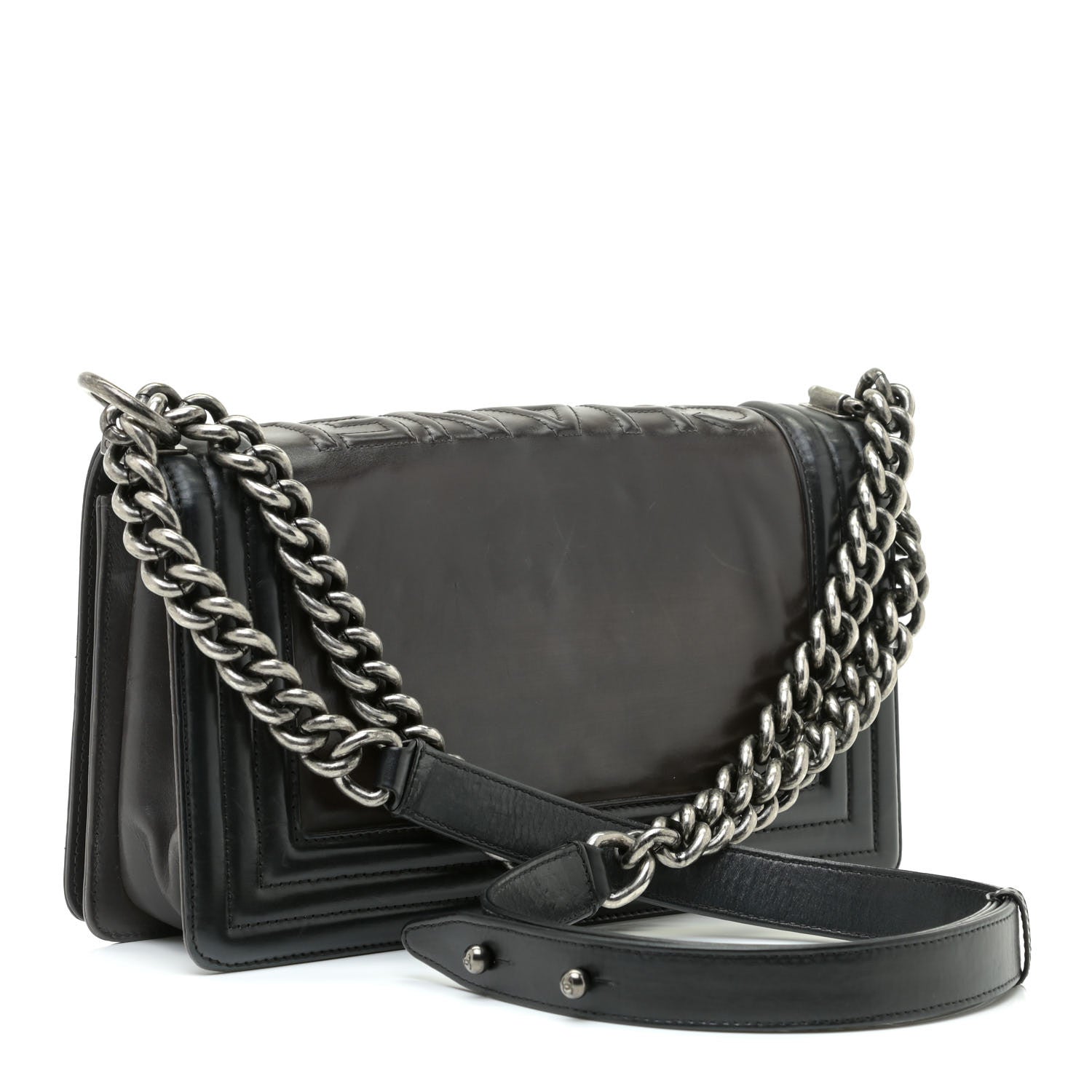 Chanel Glazed Calfskin Medium Boy Flap Black Brown 3 of 14