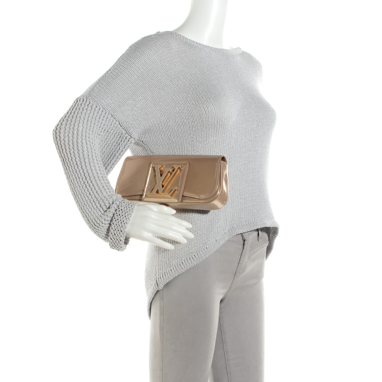 Louis Vuitton Patent Sobe Clutch Beige Poudre 2 of 8