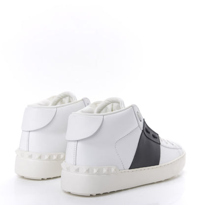 Valentino Garavani Calfskin Womens Rockstud Open High Top Sneakers 37 White Black 5 of 9